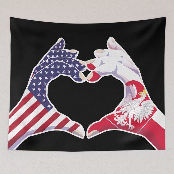 Item preview, Poland Polish USA United States American America Love Heart Peace designed and sold by FlagX.