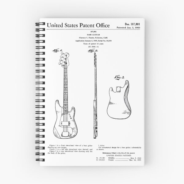 Item preview, Bass Guitar 1960 Vintage Patent White Background designed and sold by Peek-Designs.