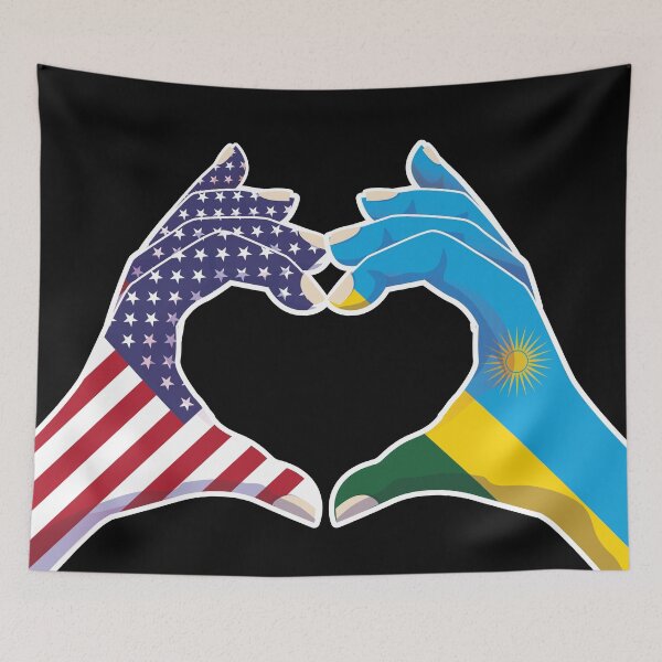 Item preview, Rwanda Rwandan Rwandese USA United States American America Love Heart Peace designed and sold by FlagX.