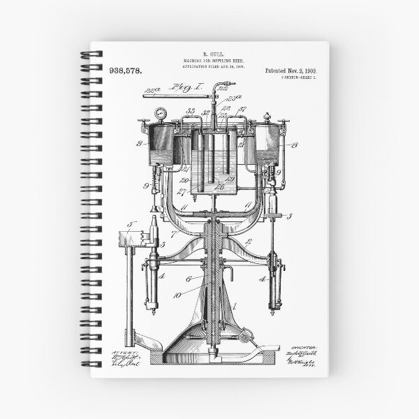 Item preview, Beer Bottling Machine Patent Art White Background designed and sold by Peek-Designs.