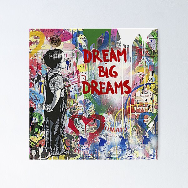 Vista previa del artículo con la obra «Banksy sueña grandes sueños», diseñado y vendido por ChristHayer.