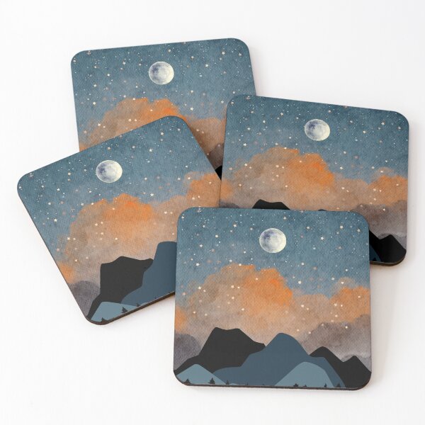 Item preview, Trees silleoutte against a Spring Night Sky landscape with radiant   moon in night Landscape with Constellations and Aroras v.11 designed and sold by CosmicNook1.