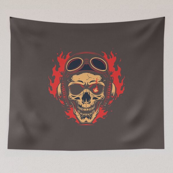 Item preview, Pilot skull with flames designed and sold by RockSteadyReady.
