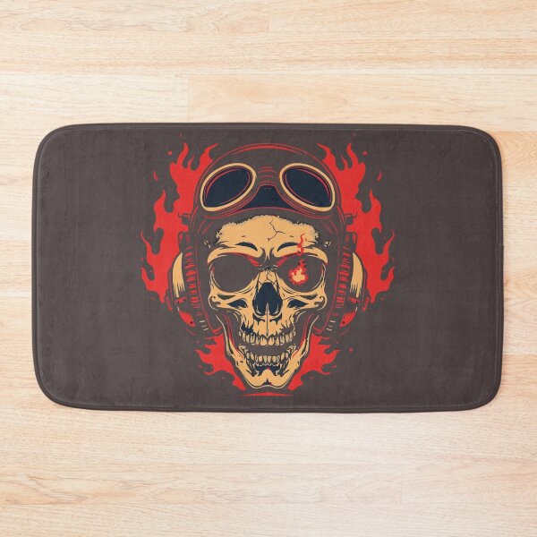 Item preview, Pilot skull with flames designed and sold by RockSteadyReady.