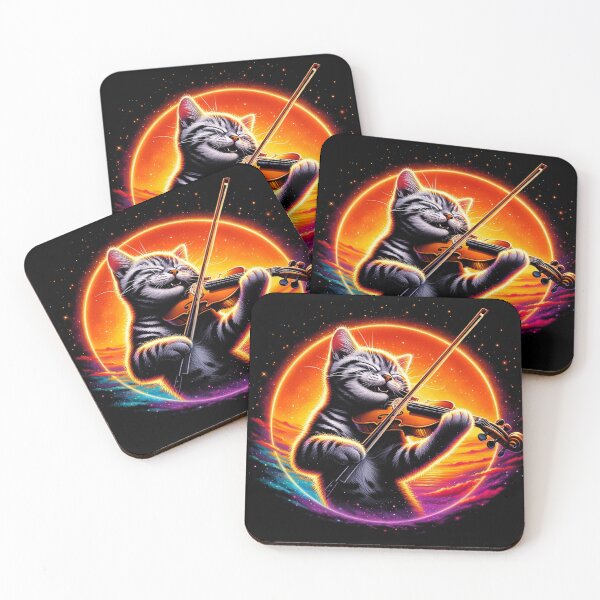 Item preview, Cat playing violin at sunset. designed and sold by panshop20.