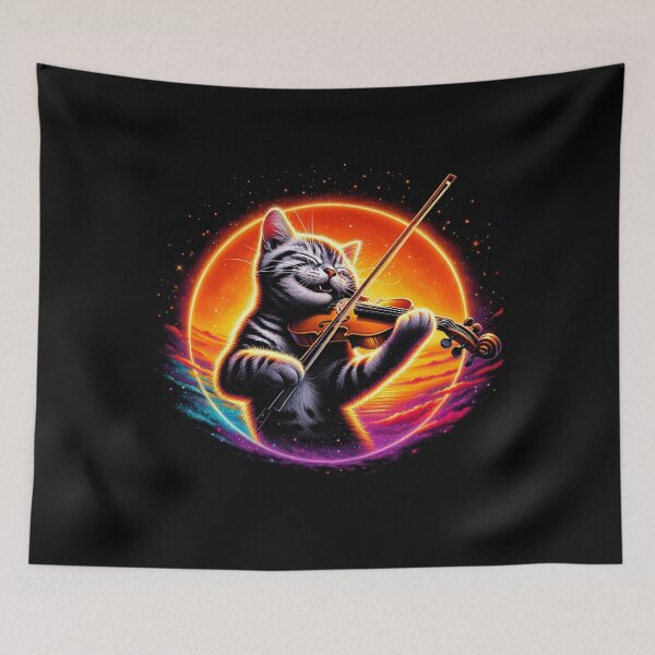 Item preview, Cat playing violin at sunset. designed and sold by panshop20.