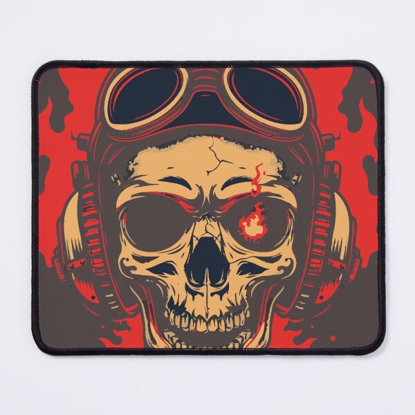 Item preview, Pilot skull with flames designed and sold by RockSteadyReady.