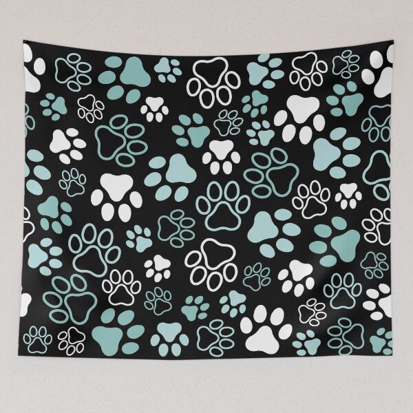 Item preview, Paw Prints Pattern (Blue, dark background) designed and sold by CyrielleShop.