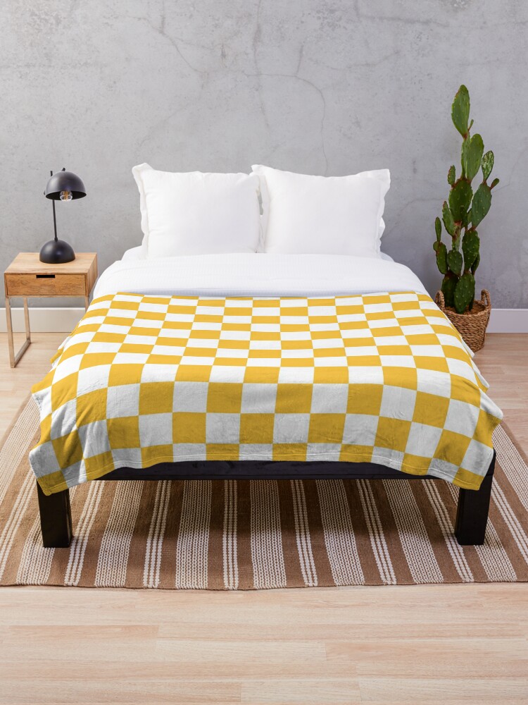 Yellow Check Throw Blanket By Kassiopeiia Redbubble