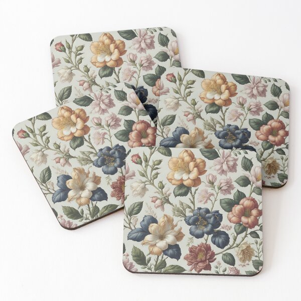 Item preview, Orange Blue Red Rococco Flowers Pattern | ai art designed and sold by marjessas-world.