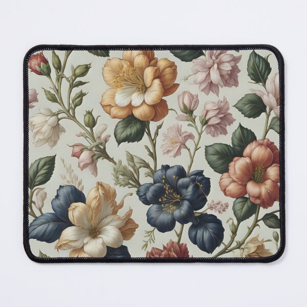 Item preview, Orange Blue Red Rococco Flowers Pattern | ai art designed and sold by marjessas-world.