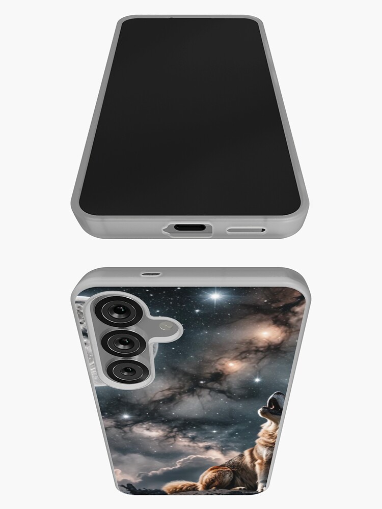 Thumbnail 3 of 4, Samsung Galaxy Phone Case, Wolf howling at the Moon designed and sold by LenCarol.