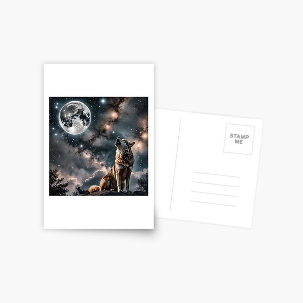 Wolf howling at the Moon Postcard