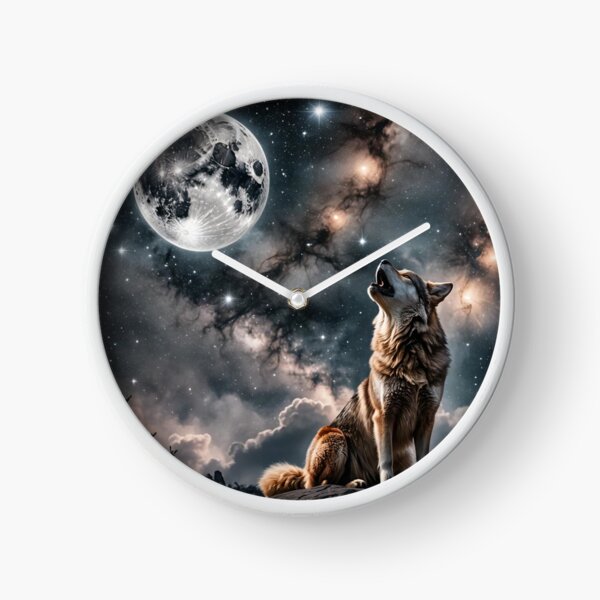 Wolf howling at the Moon Clock