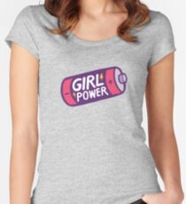 Girl Power Pattern in Pink Women's Fitted Scoop T-Shirt
