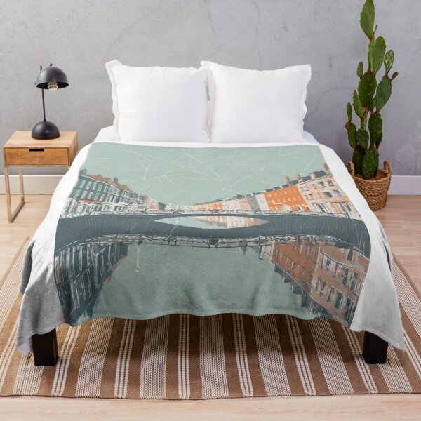 Item preview, Vintage Dublin - Minimalist Retro Travel Poster featuring the Ha'penny Bridge designed and sold by pod24.