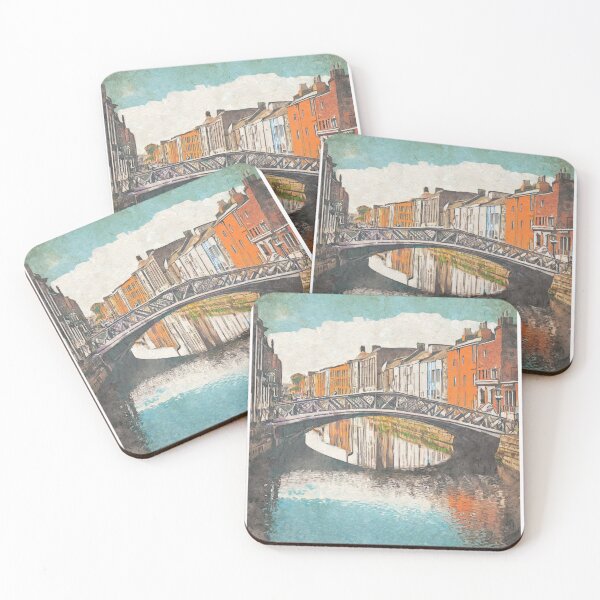 Item preview, Vintage Dublin - Ha’penny Bridge Minimal Retro Travel Poster designed and sold by pod24.