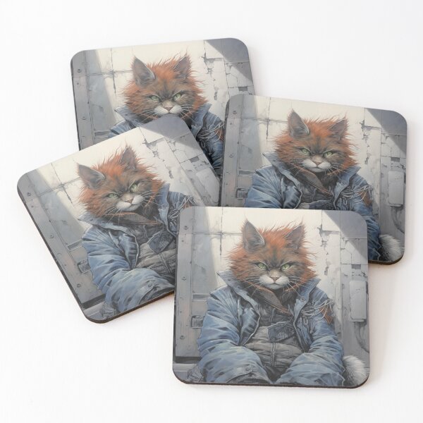 Item preview, Grumpy ginger cat in blue clothes designed and sold by OdinsBigBeard.