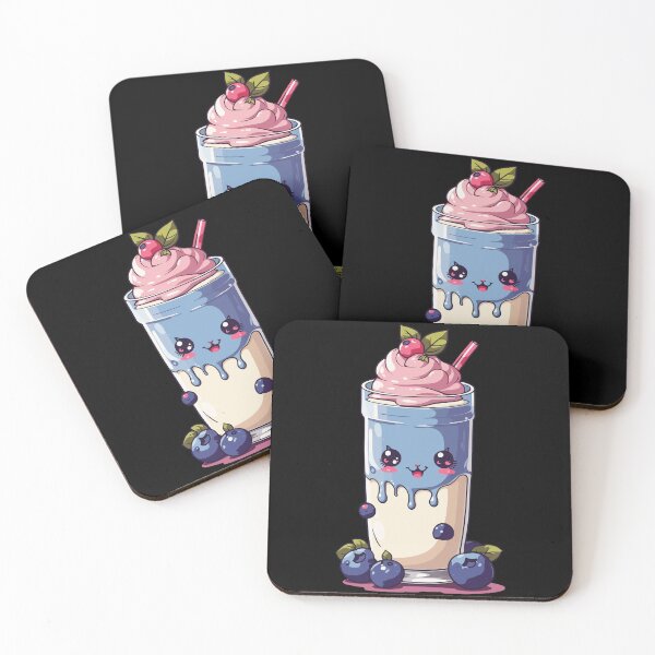 Item preview, Blueberries milkshake kawaii anime fun designed and sold by LuminOrb.