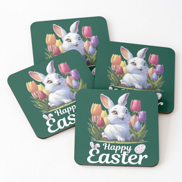 Item preview, Happy Easter Bunny Aesthetic Funny White Rabbit Spring Flowers Tulip Festival Adorable Animal Matching designed and sold by LittleZea.