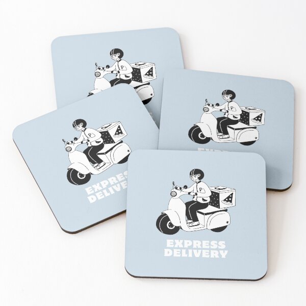 Item preview, Express Delivery | Pizza Delivery Illustration | Pastel Blue Background designed and sold by RM-Journey.