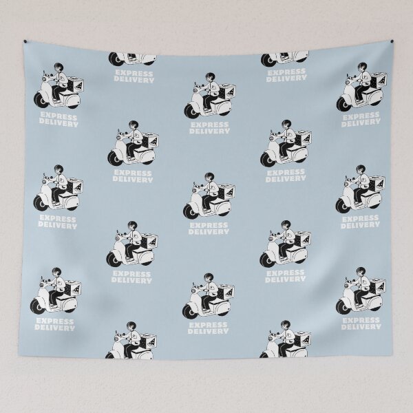 Item preview, Express Delivery | Pizza Delivery Illustration | Pastel Blue Background designed and sold by RM-Journey.