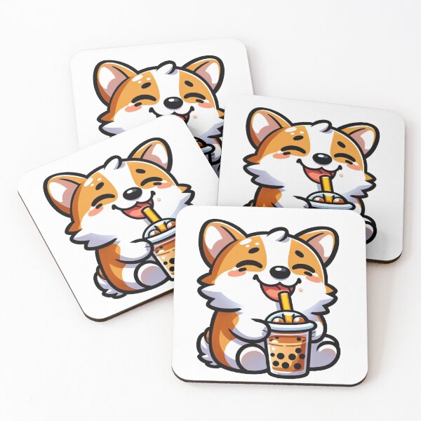 Item preview, corgi drinking boba designed and sold by FerdiEverywhere.