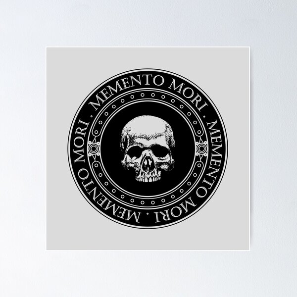 Artikel-Vorschau von Memento Mori III (Hell b/g) – Memento Mori Art – Skelett-Schädel-Logo – lateinisches Zitat, designt und verkauft von WIZECROW.