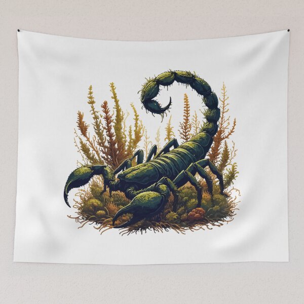Item preview, Scorpion overgrown with moss, plants and flowers designed and sold by TomFrontierArt.