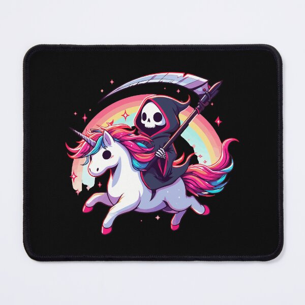 Item preview, Grim Reaper Death Riding Rainbow Unicorn designed and sold by TomFrontierArt.