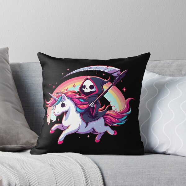 Item preview, Grim Reaper Death Riding Rainbow Unicorn designed and sold by TomFrontierArt.