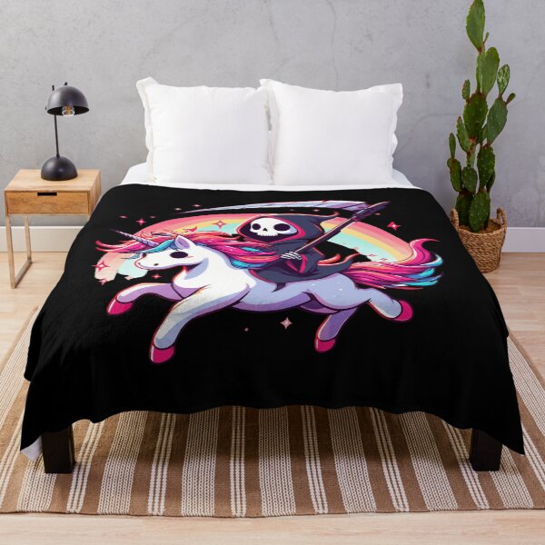 Item preview, Grim Reaper Death Riding Rainbow Unicorn designed and sold by TomFrontierArt.