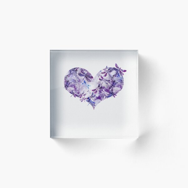 Violeta ultra violeta - Corazón de libélula Bloque acrílico