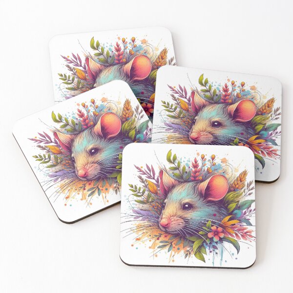 Item preview, A beautiful little colorful mouse with various colorful leaves and flowers around designed and sold by Marcoshop10.