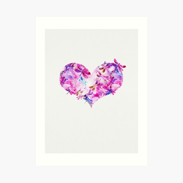 Pink and Blue - Dragonfly Heart Art Print
