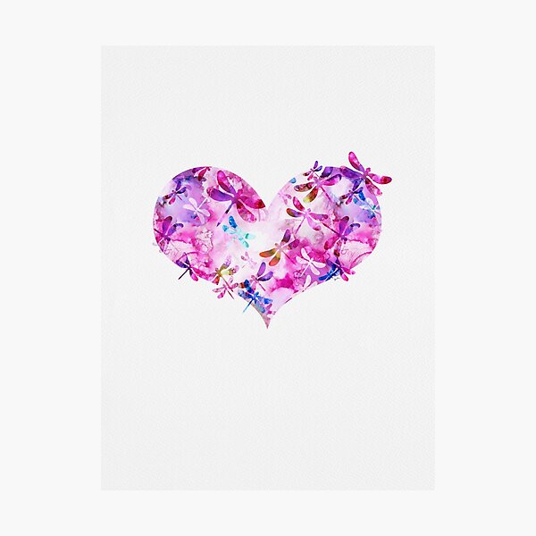 Rosa y azul - Corazón de libélula Lámina fotográfica