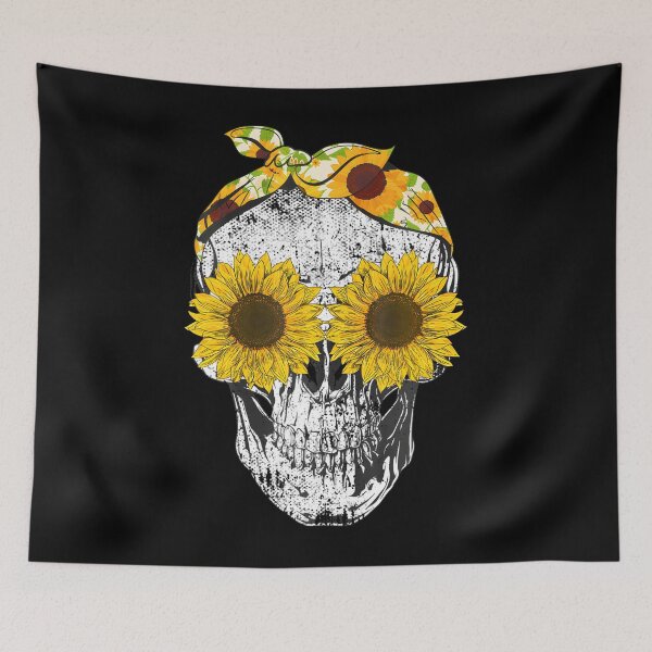 Item preview, Skull Sunflower Floral Bandana Skeleton Head designed and sold by rutaiulae71.