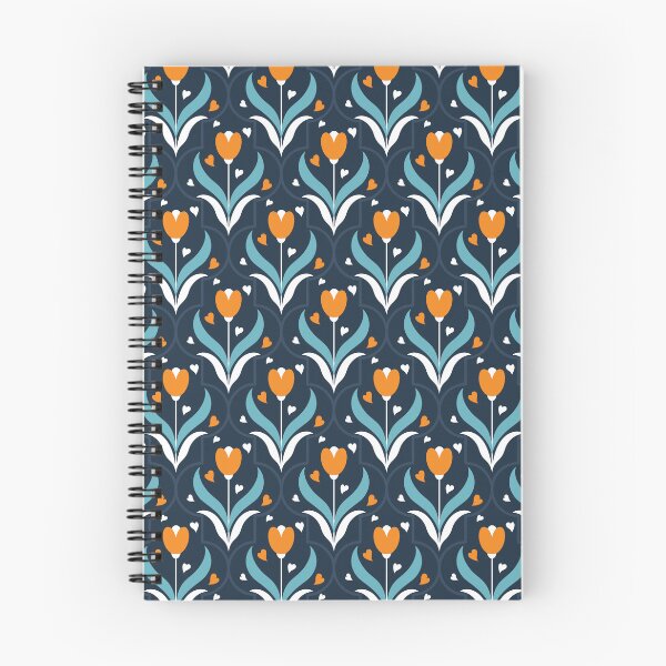 Item preview, Orange Tulip Flowers Blossom Blue Stylish Floral Pattern designed and sold by mrhighsky.