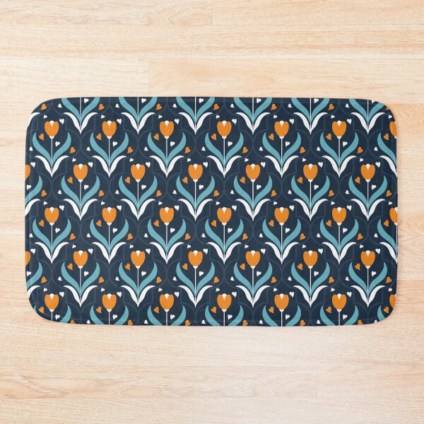 Item preview, Orange Tulip Flowers Blossom Blue Stylish Floral Pattern designed and sold by mrhighsky.