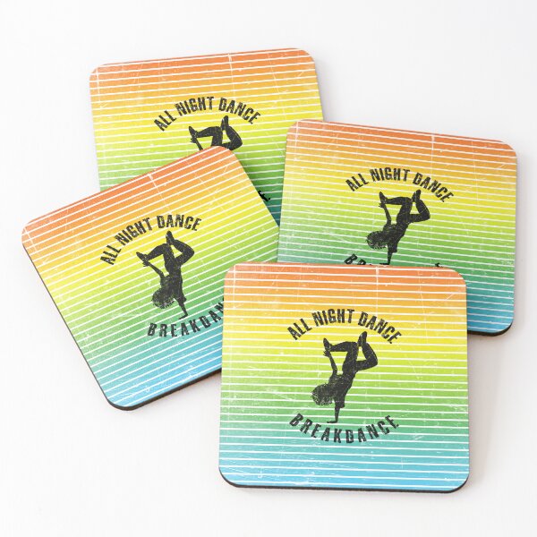 Item preview, Black silhouette of a woman dancing breakdance against a background of colorful stripes designed and sold by HarridanCreates.