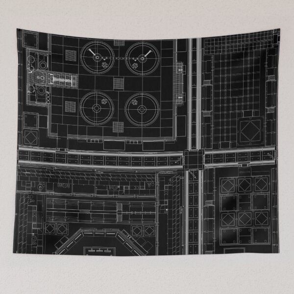 Item preview, Blueprint Schematic Industrial Layout, white ink designed and sold by NoaaDesign.