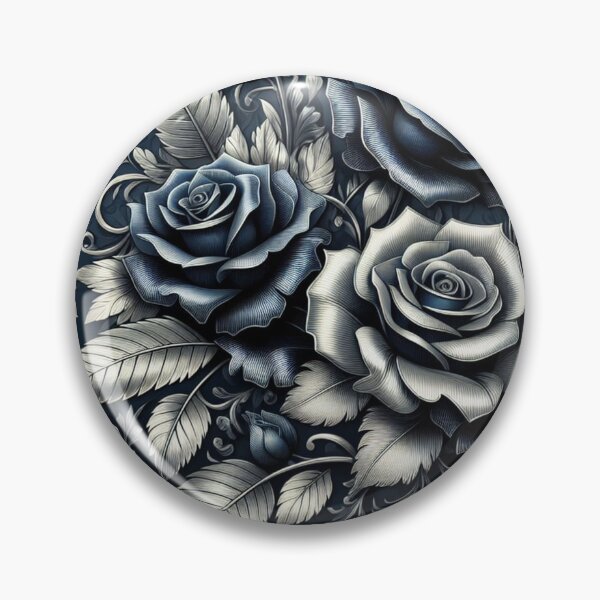 Item preview, Midnight Blue & Silver Damask Roses designed and sold by DesignsByPrnces.