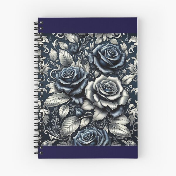 Item preview, Midnight Blue & Silver Damask Roses designed and sold by DesignsByPrnces.