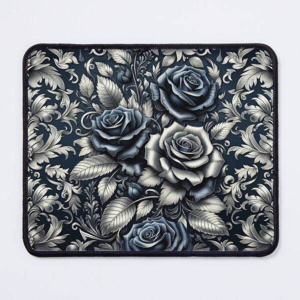 Item preview, Midnight Blue & Silver Damask Roses designed and sold by DesignsByPrnces.