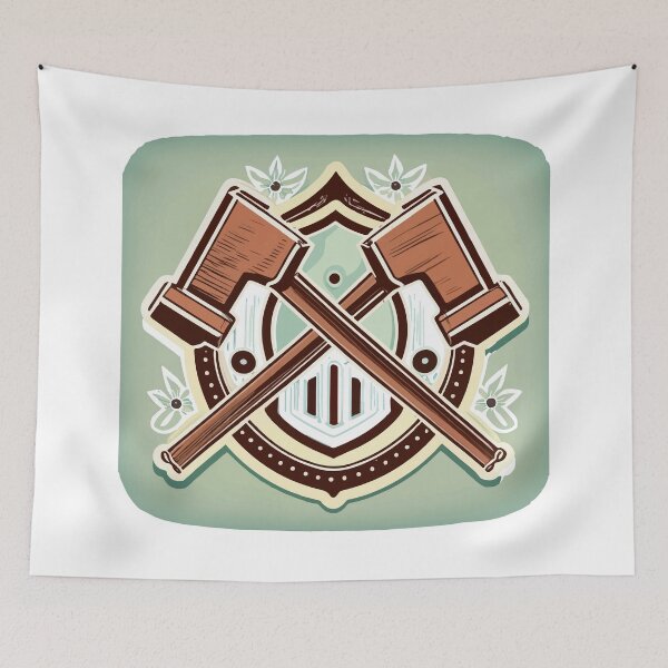 Item preview, Vintage Blacksmith Hammers and Shield Emblem designed and sold by NiftyWrx.