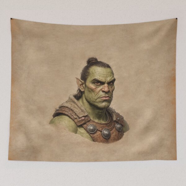 Item preview, Orkish warrior. Fantasy vintage illustration on parchment. designed and sold by twisted-dot.