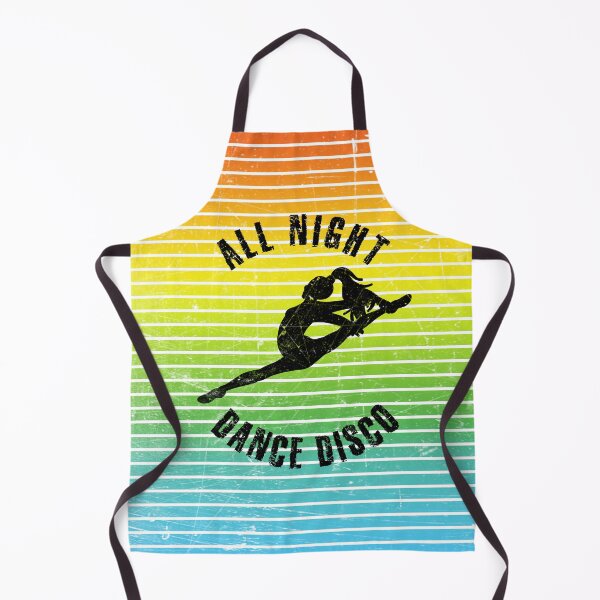 Item preview, Black silhouette of a woman dancing disco against a background of colorful stripes designed and sold by HarridanCreates.