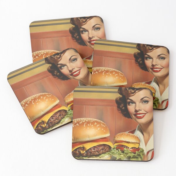 Artikelvorschau, 1950s style burger food poster pinup sign vintage classic design entworfen und verkauft von Vintage Designs +.