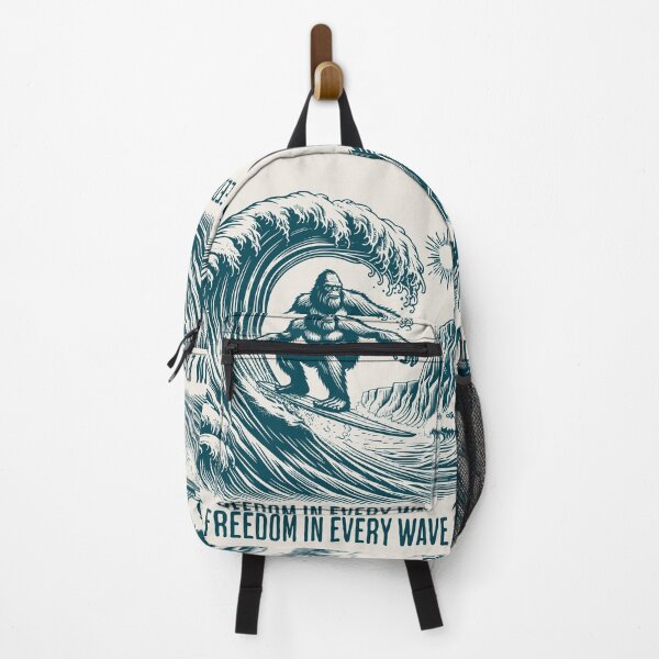 Item preview, Surfing Big Foot- Retrowave Ocean Summer Gift designed and sold by InkyGenies.