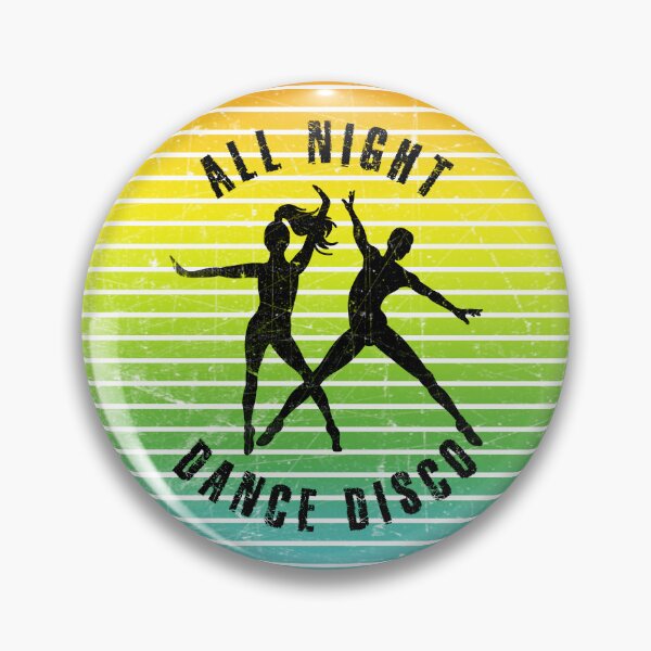 Item preview, Black silhouette of a couple dancing disco against a background of colorful stripes designed and sold by HarridanCreates.